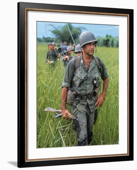 US Army Captain Robert Bacon Leading a Patrol During the Early Years of the Vietnam War-Larry Burrows-Framed Photographic Print