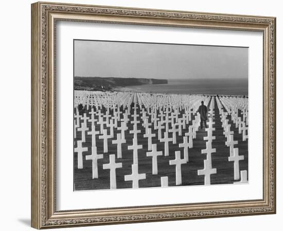 US Army Cemetery at Omaha Beach-Leonard Mccombe-Framed Photographic Print
