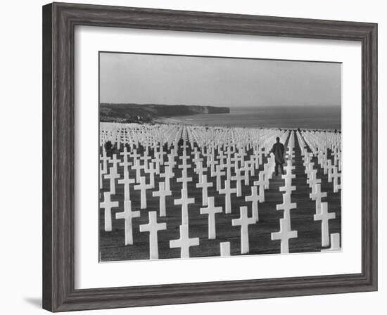 US Army Cemetery at Omaha Beach-Leonard Mccombe-Framed Photographic Print