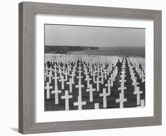 US Army Cemetery at Omaha Beach-Leonard Mccombe-Framed Photographic Print