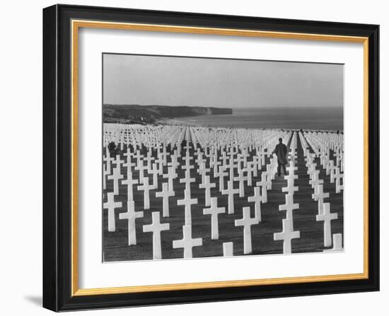 US Army Cemetery at Omaha Beach-Leonard Mccombe-Framed Photographic Print