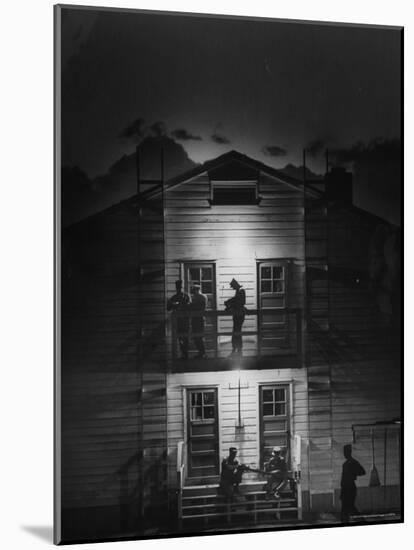 US Army Draftees Relaxing Outside Their Barracks During Basic Training Camp-Michael Rougier-Mounted Photographic Print