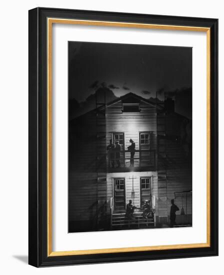 US Army Draftees Relaxing Outside Their Barracks During Basic Training Camp-Michael Rougier-Framed Photographic Print