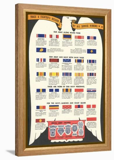 US Army, Navy, Marines and Coast Guard Service Ribbons-null-Framed Stretched Canvas