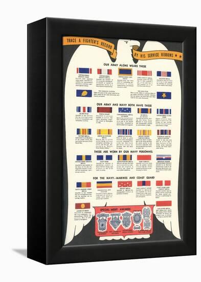 US Army, Navy, Marines and Coast Guard Service Ribbons-null-Framed Stretched Canvas