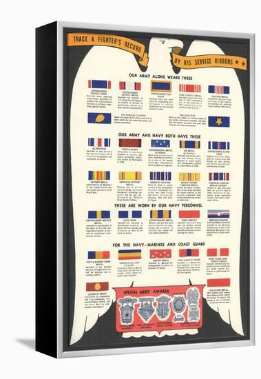 US Army, Navy, Marines and Coast Guard Service Ribbons-null-Framed Stretched Canvas