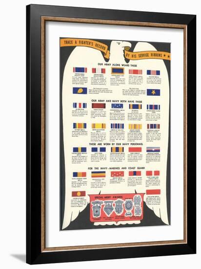 US Army, Navy, Marines and Coast Guard Service Ribbons-null-Framed Art Print