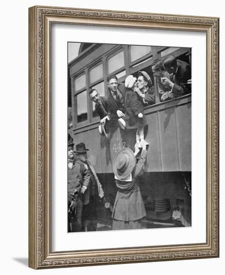 Us Army Recruits Bid Farewell to Family before the Train Journey to Training Camp, 1917-American Photographer-Framed Photographic Print