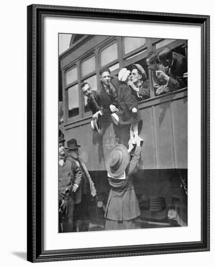 Us Army Recruits Bid Farewell to Family before the Train Journey to Training Camp, 1917-American Photographer-Framed Photographic Print