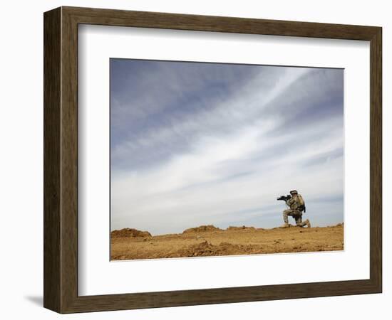 US Army Sergeant Provides Security During a Patrol of the Riyahd Village in Iraq-Stocktrek Images-Framed Photographic Print