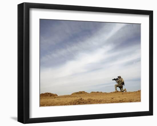 US Army Sergeant Provides Security During a Patrol of the Riyahd Village in Iraq-Stocktrek Images-Framed Photographic Print