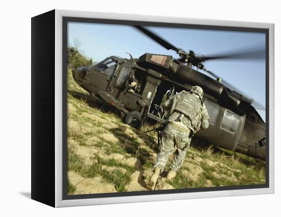 US Army Soldiers Board a UH-60 Black Hawk Helicopter-Stocktrek Images-Framed Premier Image Canvas