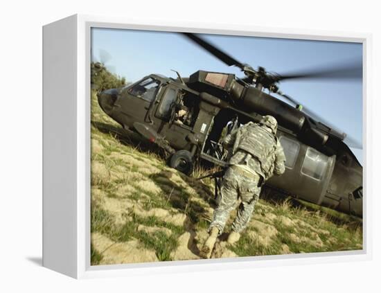 US Army Soldiers Board a UH-60 Black Hawk Helicopter-Stocktrek Images-Framed Premier Image Canvas