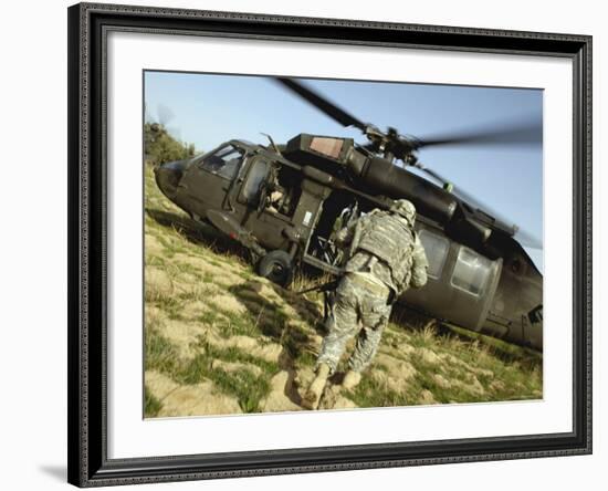 US Army Soldiers Board a UH-60 Black Hawk Helicopter-Stocktrek Images-Framed Photographic Print