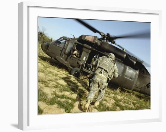 US Army Soldiers Board a UH-60 Black Hawk Helicopter-Stocktrek Images-Framed Photographic Print