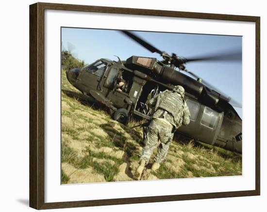 US Army Soldiers Board a UH-60 Black Hawk Helicopter-Stocktrek Images-Framed Photographic Print