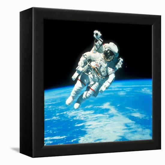 US Astronaut Bruce Mccandless Conducting Space Walk During Challenger IV Space Shuttle Mission-null-Framed Premier Image Canvas