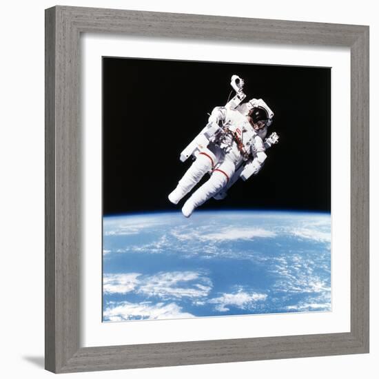 Us Astronaut Bruce Mccandless Spacewalking, 1984-null-Framed Photographic Print