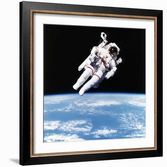 Us Astronaut Bruce Mccandless Spacewalking, 1984-null-Framed Photographic Print