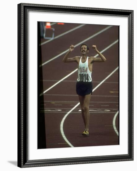 US Athlete Frank Shorter after Winning a Marathon Race at the Summer Olympics-John Dominis-Framed Premium Photographic Print