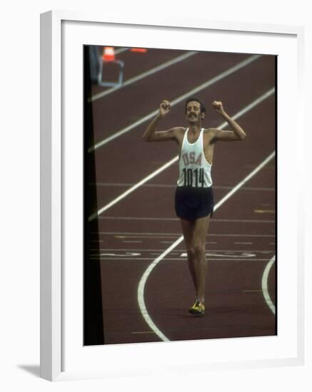 US Athlete Frank Shorter after Winning a Marathon Race at the Summer Olympics-John Dominis-Framed Premium Photographic Print