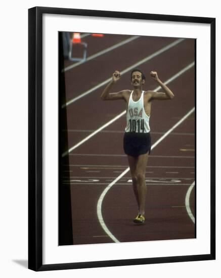 US Athlete Frank Shorter after Winning a Marathon Race at the Summer Olympics-John Dominis-Framed Premium Photographic Print