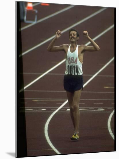 US Athlete Frank Shorter after Winning a Marathon Race at the Summer Olympics-John Dominis-Mounted Premium Photographic Print