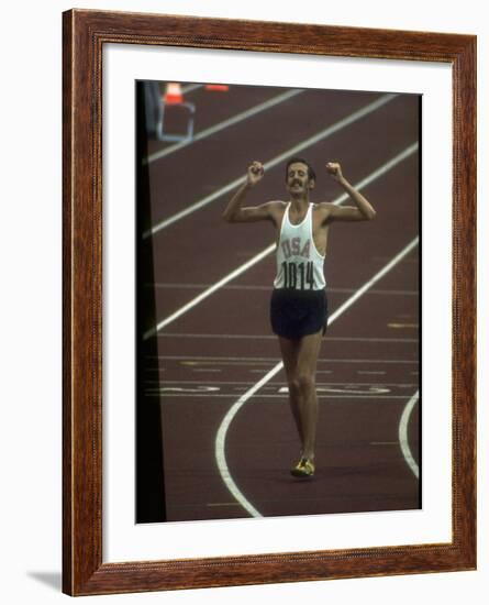 US Athlete Frank Shorter after Winning a Marathon Race at the Summer Olympics-John Dominis-Framed Premium Photographic Print