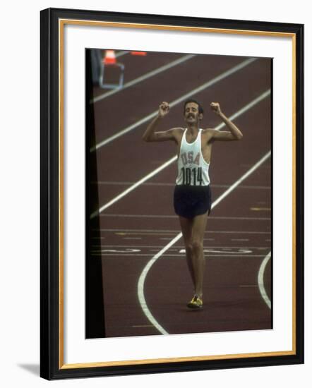 US Athlete Frank Shorter after Winning a Marathon Race at the Summer Olympics-John Dominis-Framed Premium Photographic Print