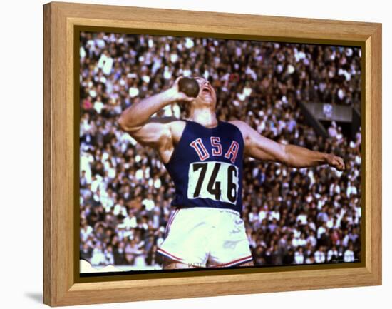 US Athlete in Action During the Shot Put at the Summer Olympics-John Dominis-Framed Premier Image Canvas