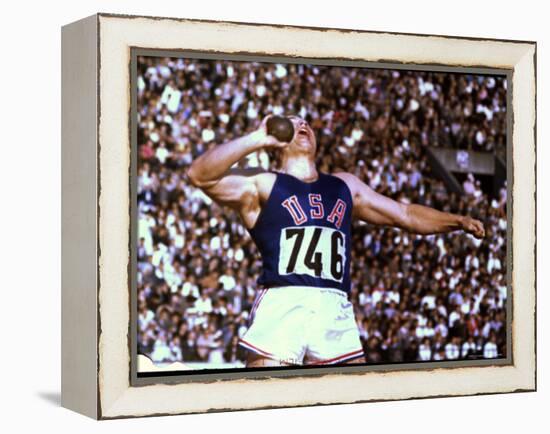 US Athlete in Action During the Shot Put at the Summer Olympics-John Dominis-Framed Premier Image Canvas