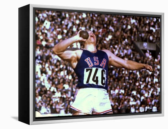 US Athlete in Action During the Shot Put at the Summer Olympics-John Dominis-Framed Premier Image Canvas