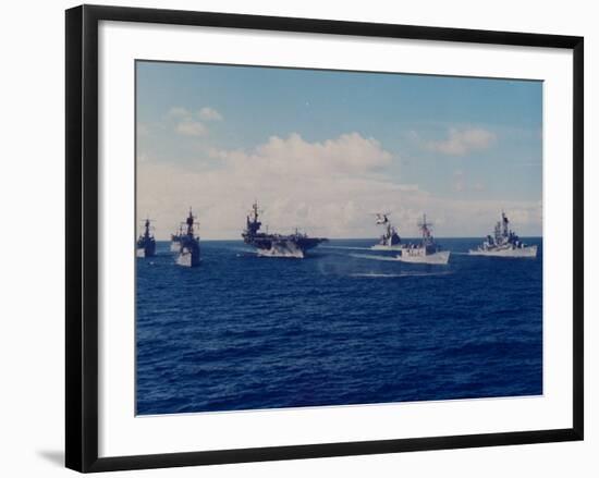 US Battle Group America Led by Aircraft Carrier in Red Sea, Deploying in Desert Shield Gulf Crisis-Gary Rice-Framed Premium Photographic Print