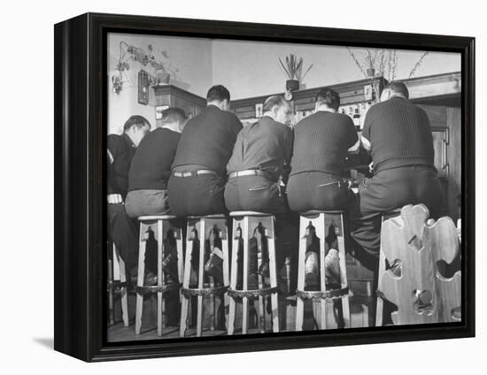 US Bobsledding Team Drinking Beer as Part of Diet to Keep Weight Up-null-Framed Premier Image Canvas