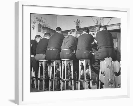 US Bobsledding Team Drinking Beer as Part of Diet to Keep Weight Up-null-Framed Photographic Print