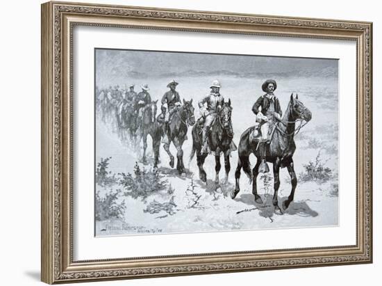 US Buffalo Soldiers Marching in the Desert, from a Drawing of 1888-Frederic Sackrider Remington-Framed Giclee Print