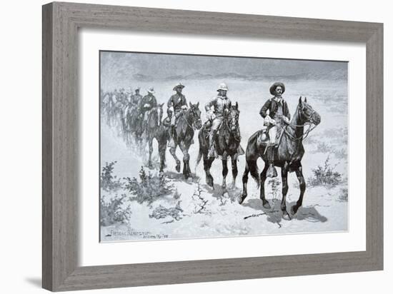 US Buffalo Soldiers Marching in the Desert, from a Drawing of 1888-Frederic Sackrider Remington-Framed Giclee Print