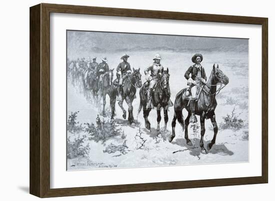 US Buffalo Soldiers Marching in the Desert, from a Drawing of 1888-Frederic Sackrider Remington-Framed Giclee Print