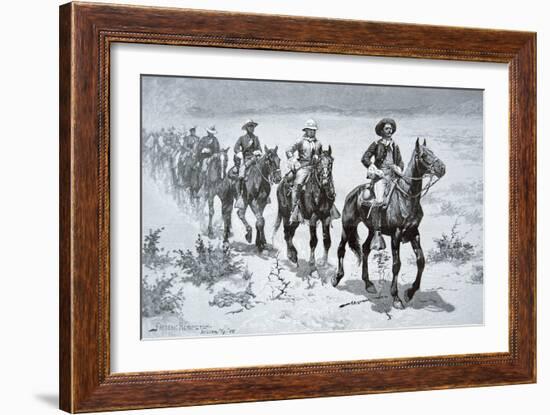 US Buffalo Soldiers Marching in the Desert, from a Drawing of 1888-Frederic Sackrider Remington-Framed Giclee Print