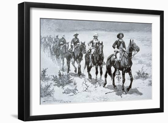 US Buffalo Soldiers Marching in the Desert, from a Drawing of 1888-Frederic Sackrider Remington-Framed Giclee Print