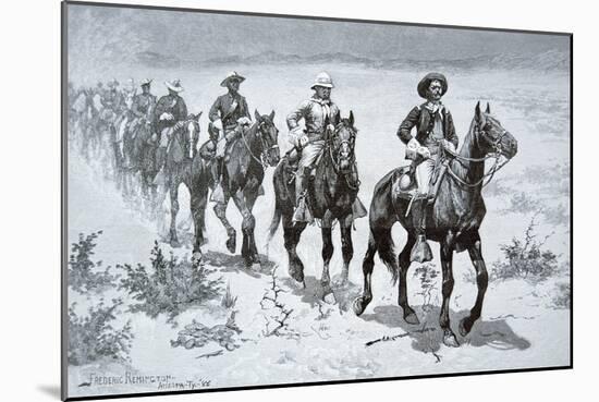 US Buffalo Soldiers Marching in the Desert, from a Drawing of 1888-Frederic Sackrider Remington-Mounted Giclee Print