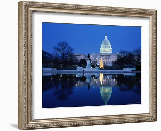 US Capitol and Christmas Tree-Walter Bibikow-Framed Photographic Print