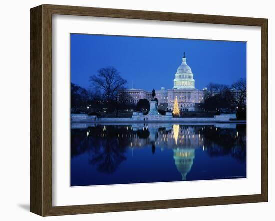 US Capitol and Christmas Tree-Walter Bibikow-Framed Photographic Print