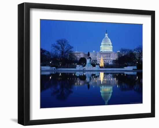 US Capitol and Christmas Tree-Walter Bibikow-Framed Photographic Print