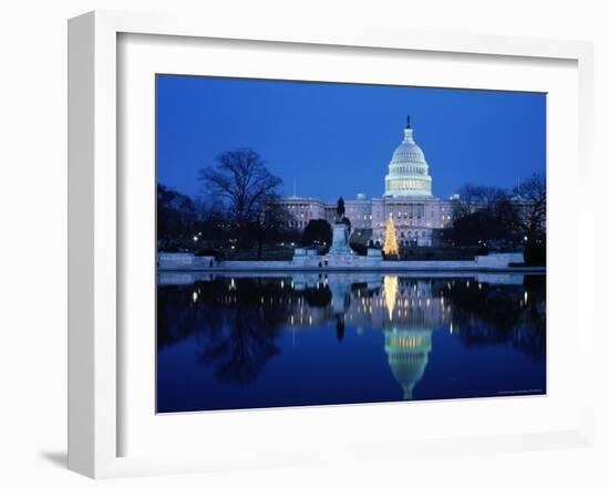 US Capitol and Christmas Tree-Walter Bibikow-Framed Photographic Print