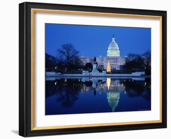 US Capitol and Christmas Tree-Walter Bibikow-Framed Photographic Print