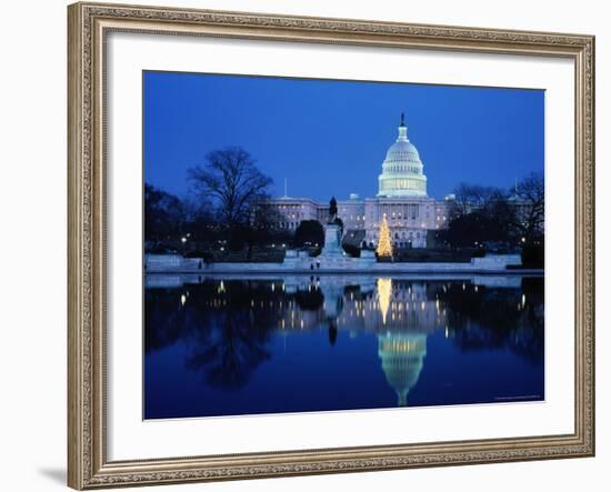 US Capitol and Christmas Tree-Walter Bibikow-Framed Photographic Print