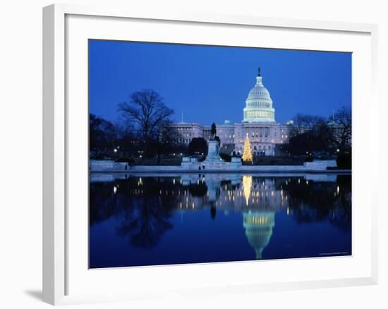 US Capitol and Christmas Tree-Walter Bibikow-Framed Photographic Print