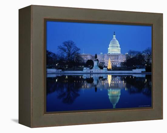 US Capitol and Christmas Tree-Walter Bibikow-Framed Premier Image Canvas