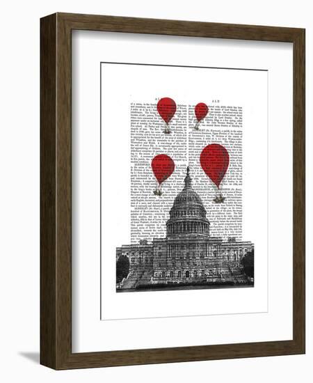 US Capitol Building and Red Hot Air Balloons-Fab Funky-Framed Art Print